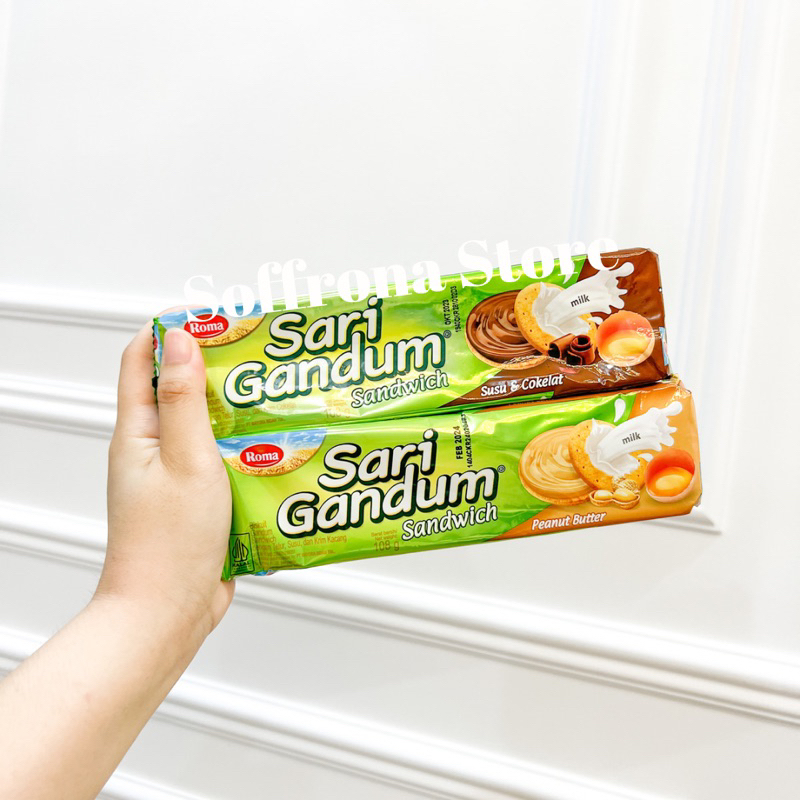 

SARI GANDUM sandwich rasa susu cokelat dan peanut butter ready stock 108 gram