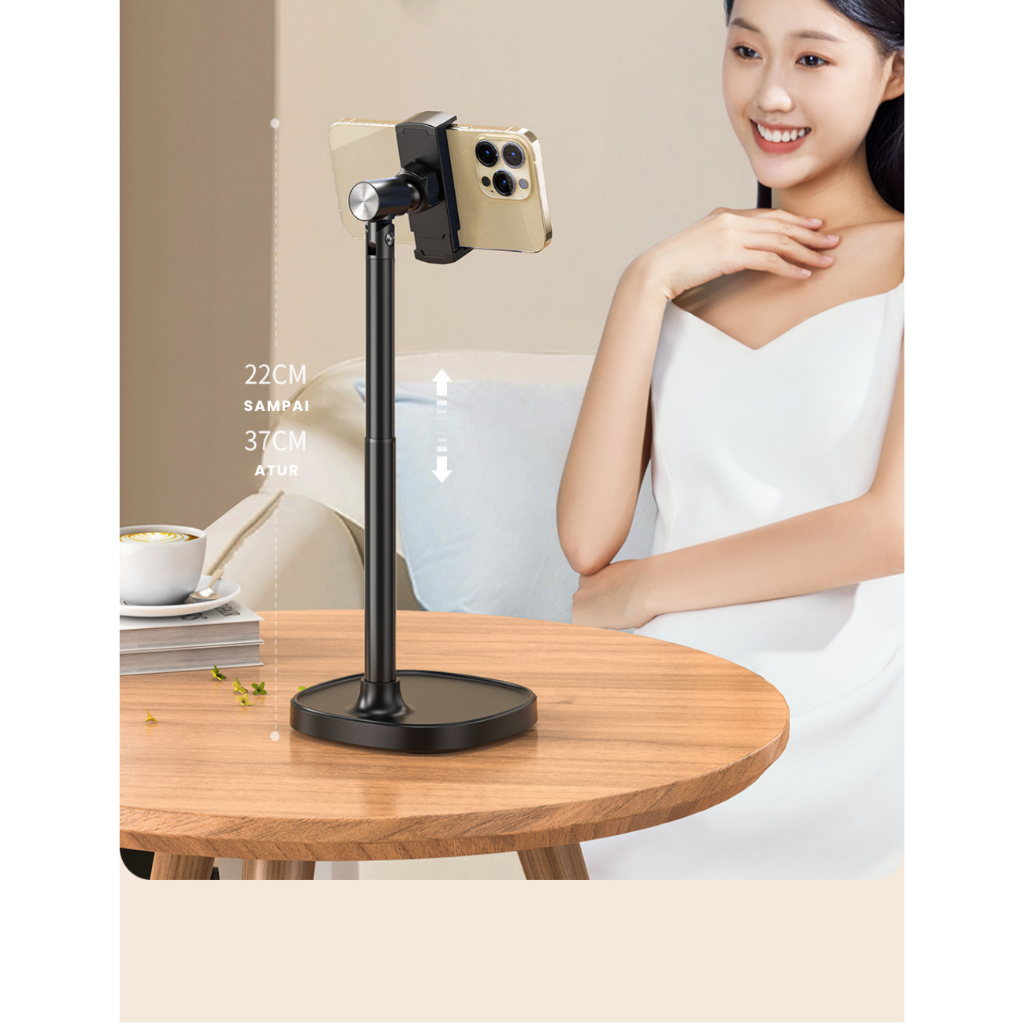 WEEAN Phone Holder Hp Dudukan Meja Tripod Handphone Multifungsi Bahan Carbon Steel Untuk Aktivitas Nonton Dan Live Streaming Dapat Putar 360° Adjustable Tinggi 37cm Clamp untuk Stabilitas Optimal Kokoh Awet-4