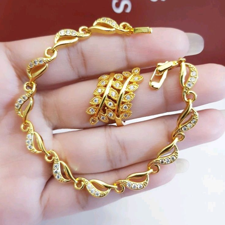 Xuping gelang dan cincin lapis emas 24k 807h