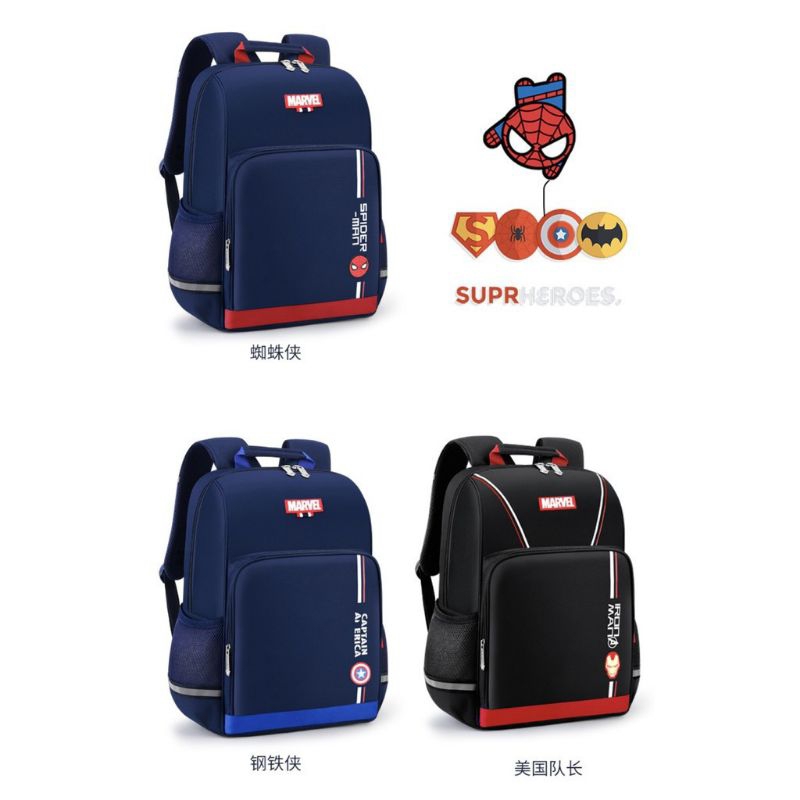 Tas Ransel Anak Laki Laki SD Murah Motif Marvel Superhero Kartun Hitam Navy