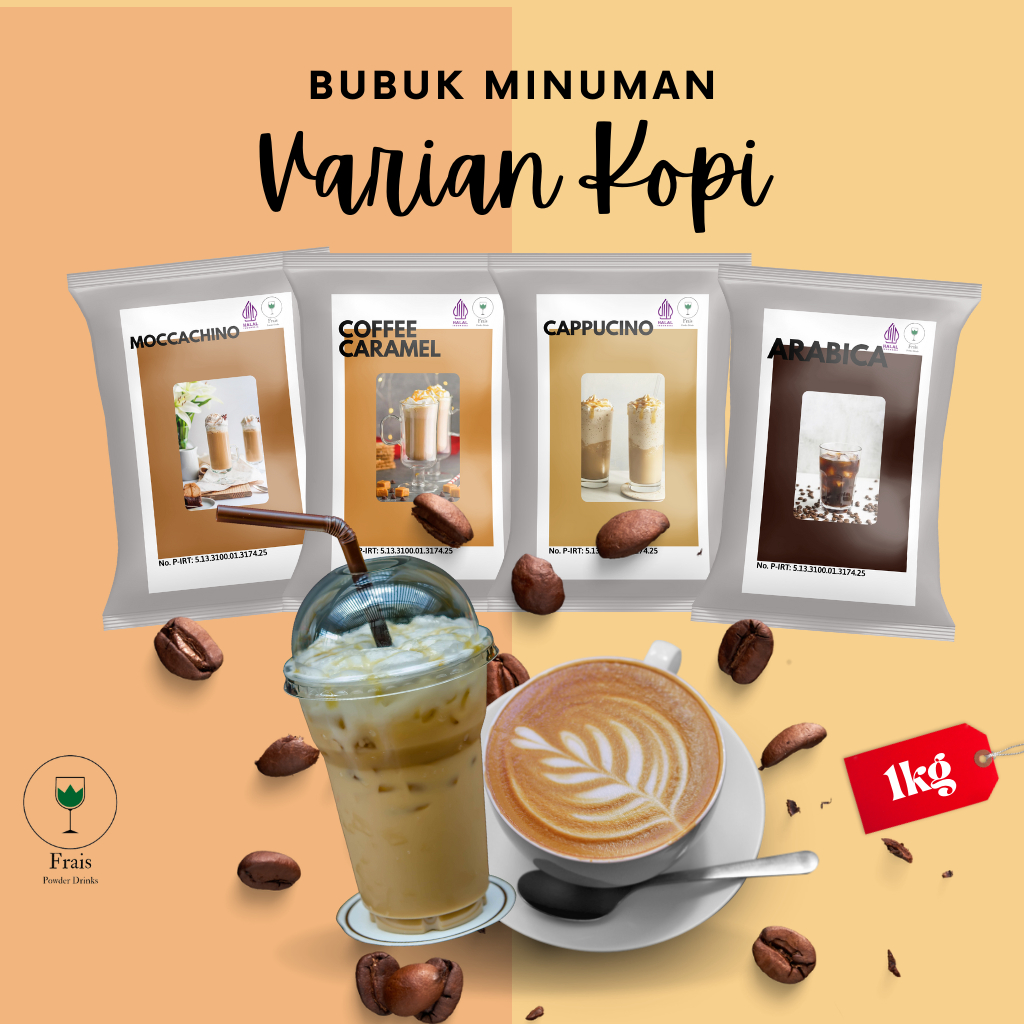 

BUBUK MINUMAN RASA KOPI 1KG / SERBUK MINUMAN ANEKA RASA / POWDER MINUMAN / MINUMAN KEKINIAN BOBA / MINUMAN KEKINIAN / BUBUK MINUMAN ANEKA RASA