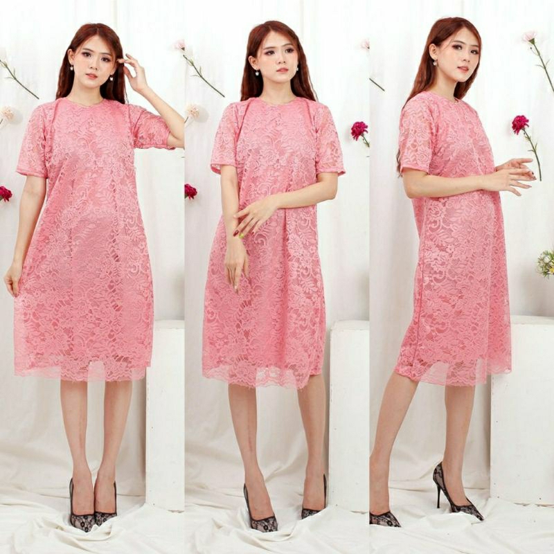 Dress Middi Modern ~ Dress Pesta Brukat ~ Dress Pesta Natal Terbaru