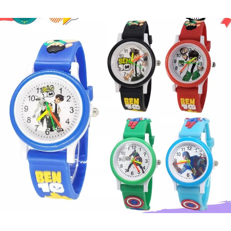 (Grosir)Jam Tangan Anak&quot; Timbul Karakter Wanita/Pria Random Strap Rubber(Terima Cod)