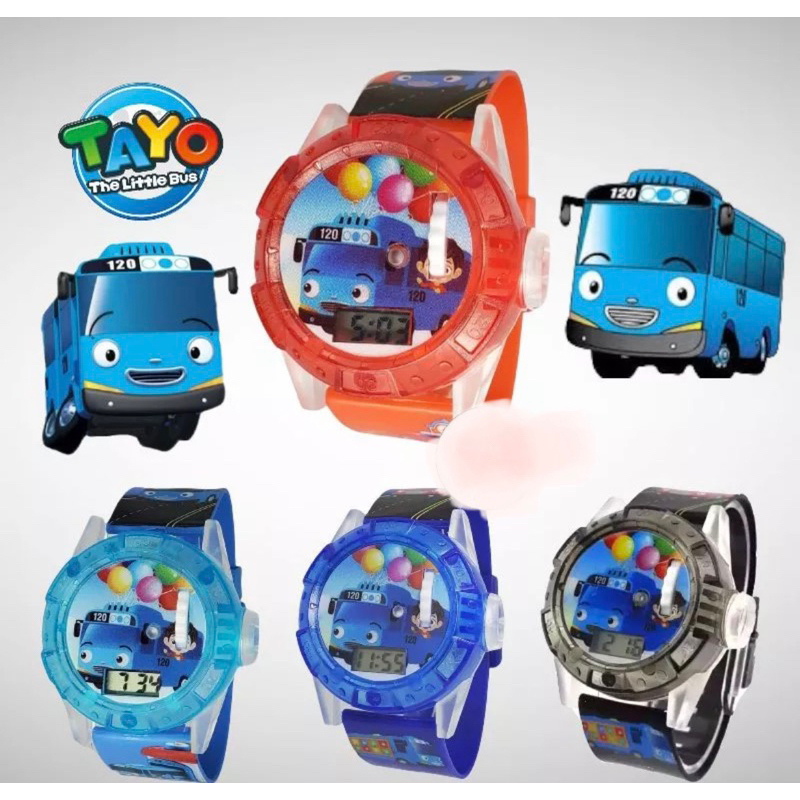 (Grosir)Jam tangan Anak&quot; Laser Tayo Melody Strap Rubber(Terima Cod)