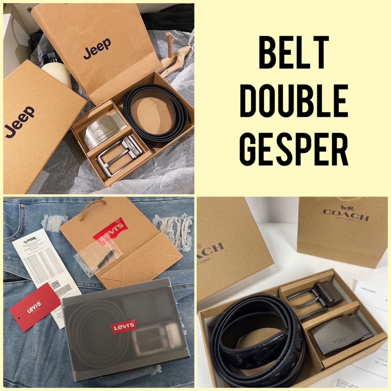 [BISA COD✅] BELT DOUBLE GESPER / GIFT SET PRIA / SET KADO PRIA / DOMPET PRIA / IKAT PINGGANG PRIA / SABUK PRIA