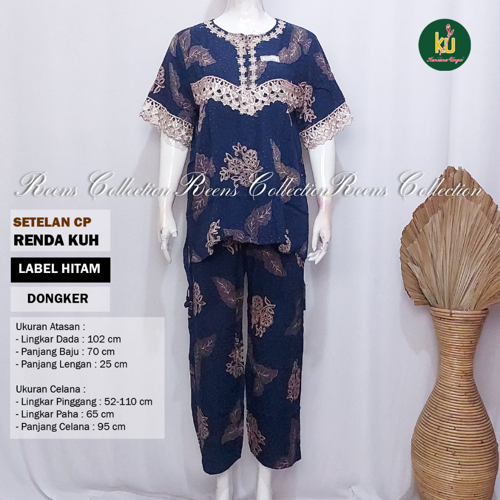 COD CP RENDA KUH | SETELAN CELANA PANJANG BATIK KENCANA UNGU ASLI LABEL HITAM | Baju Santai Tidur Wa