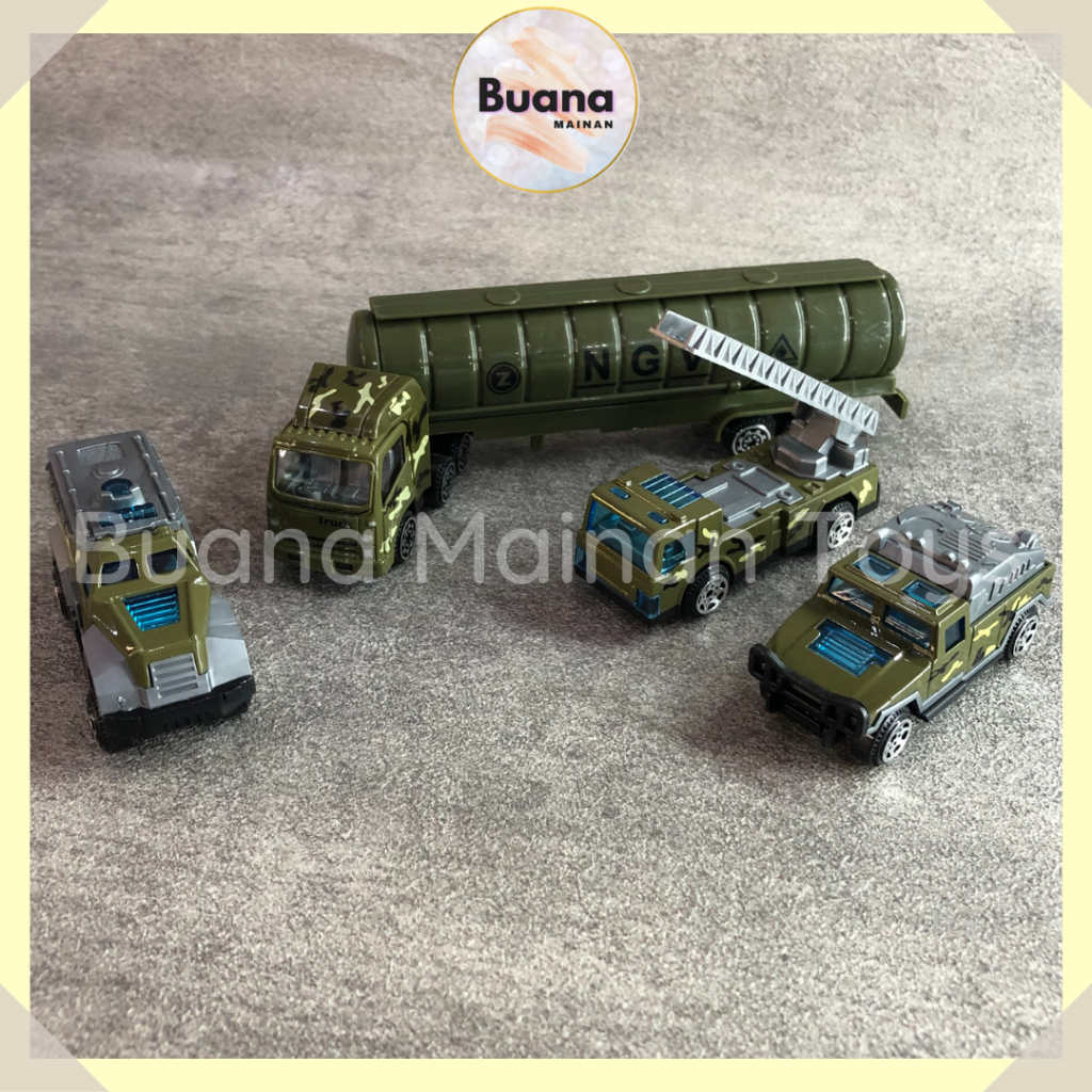 DIECAST BIGLEMON MILITARY AMBULANCE CONTAINER TRUCK SET MAINAN MOBILAN ANAK COWO CEWE DIE CAST