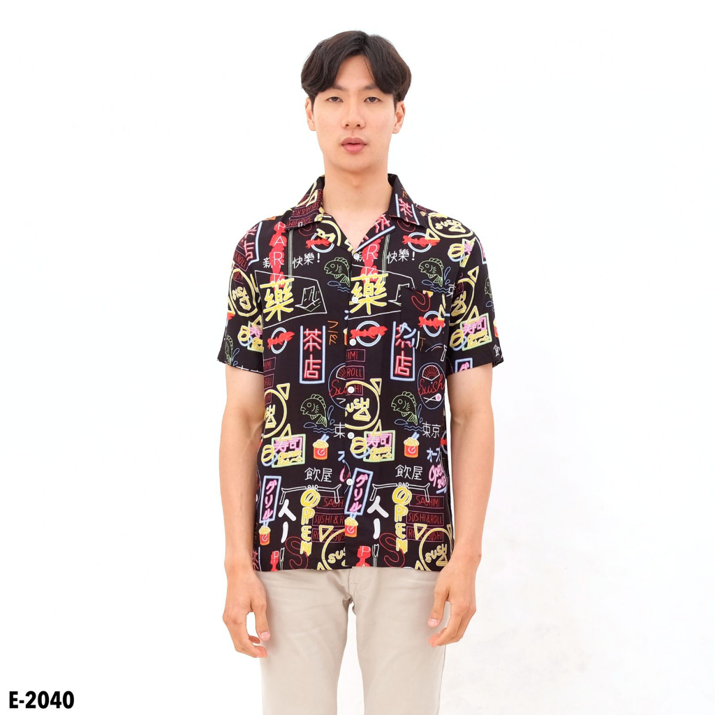 Kemeja Pantai Pria Printing Full print Motif Hawai Abstrak Aloha Shirt Kameja Casual Pria Lengan Pendek