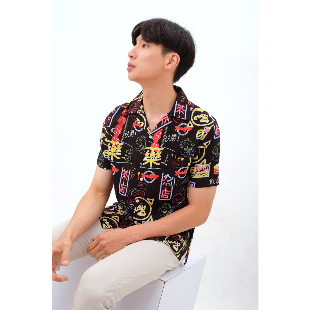 Kemeja Pantai Pria Printing Full print Motif Hawai Abstrak Aloha Shirt Kameja Casual Pria Lengan Pendek