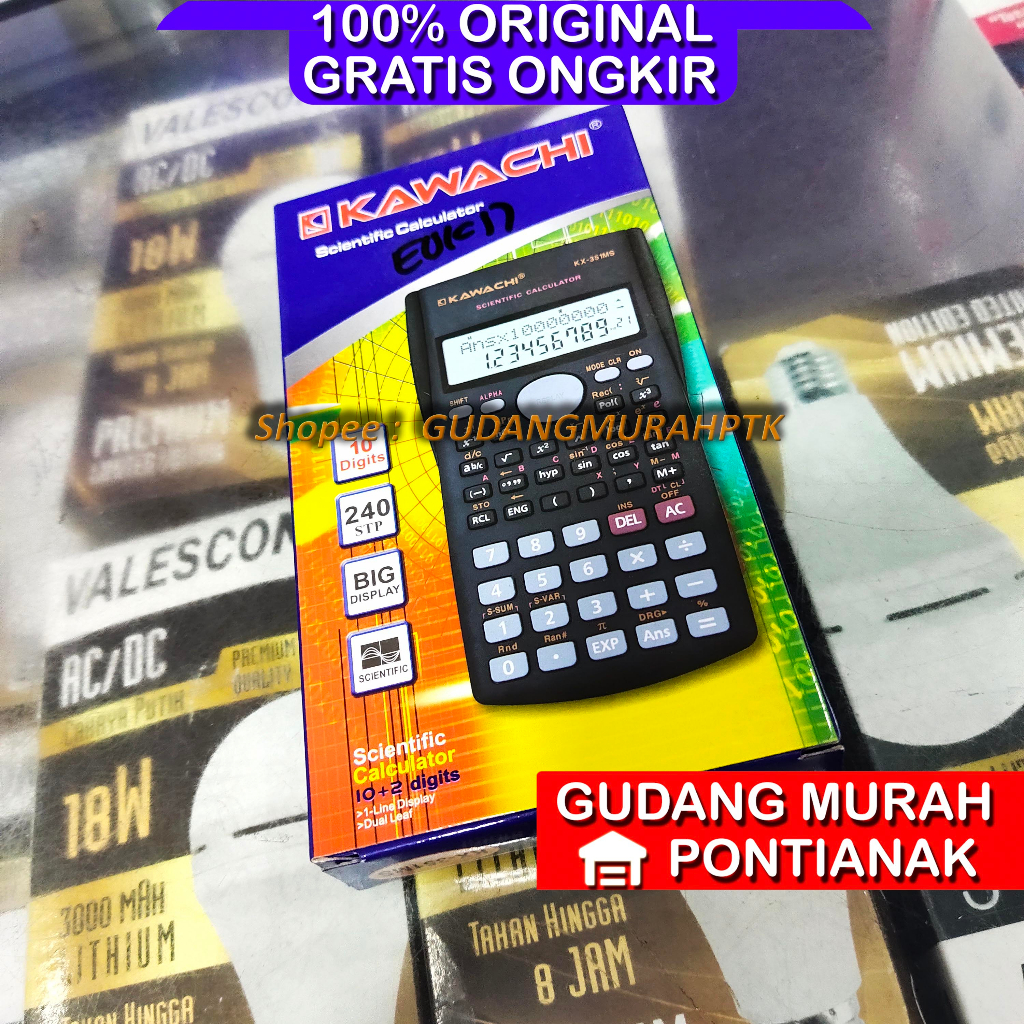 Kalkulator Color Function Scientific KAWACHI Calculator KX 351 MS sin cos tan ilmiah