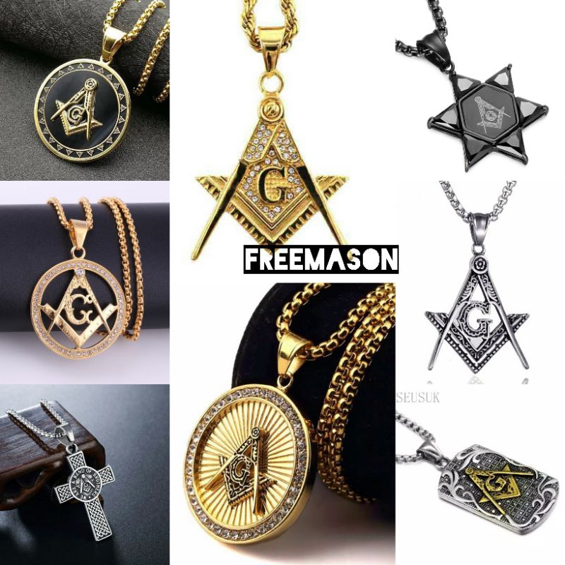 Kalung pria masonic freemason symbol punk style men necklace