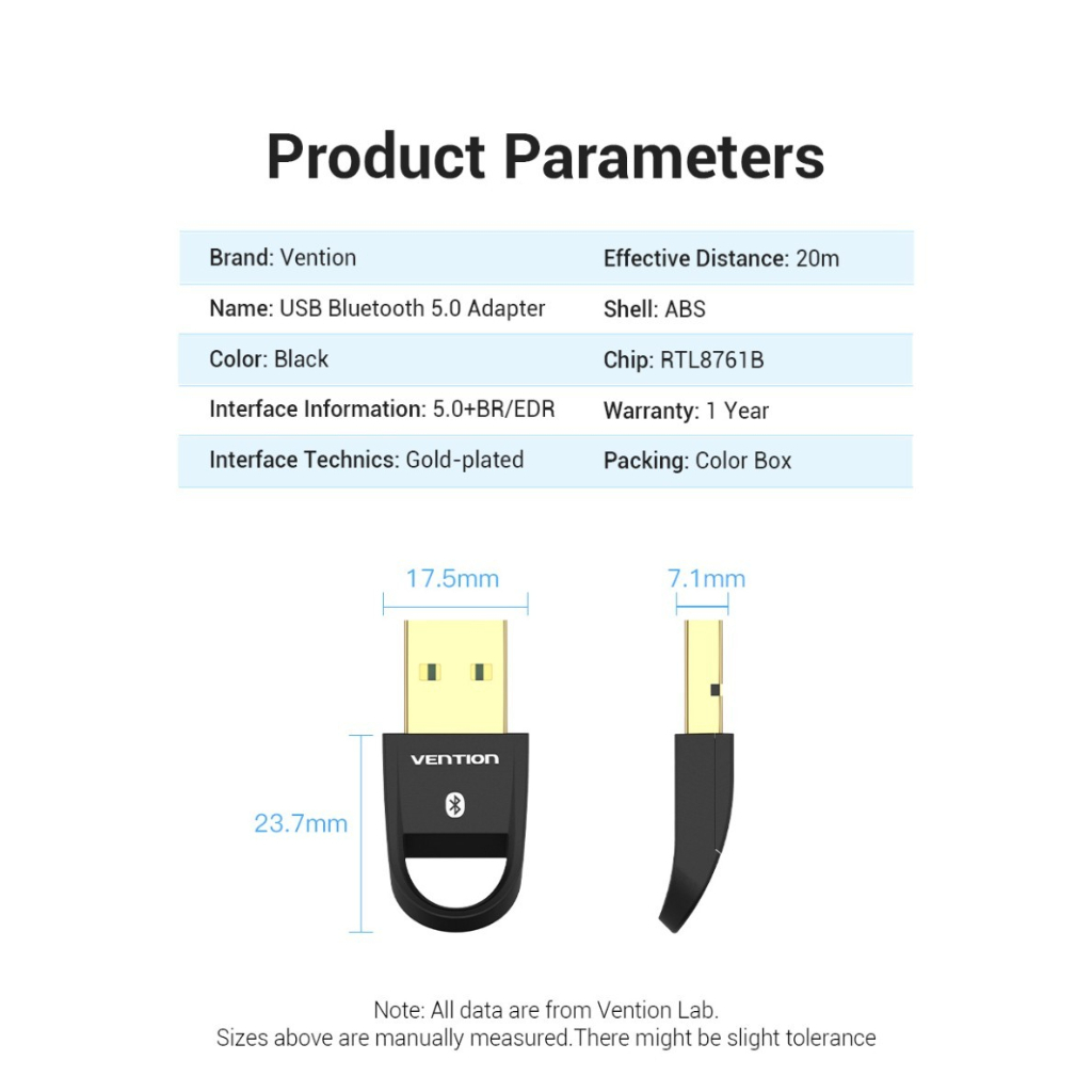 VENTION USB Bluetooth 5.0 Dongle Adapter Small Design High Speed CDSB0