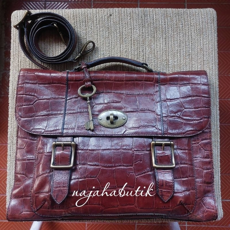 tas fossil croco messenger preloved second rare