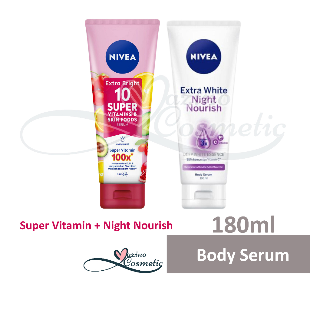 NIVEA Body Serum Extra White Day &amp; Night Care &amp; Protect | Night Nourish | 10 Super Vitamin &amp; Skin Food