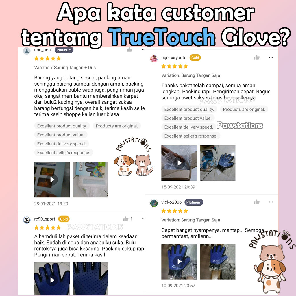 True Touch Glove Sisir Pijat Kucing / Anjing Sarung Pengangkat Bulu Mati