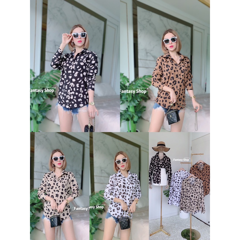 KEMEJA FANTASY SHOP MOTIF LEOPARD IMPORT BANGKOK CODE F 19