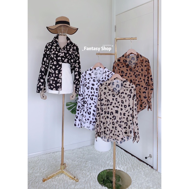 KEMEJA FANTASY SHOP MOTIF LEOPARD IMPORT BANGKOK CODE F 19