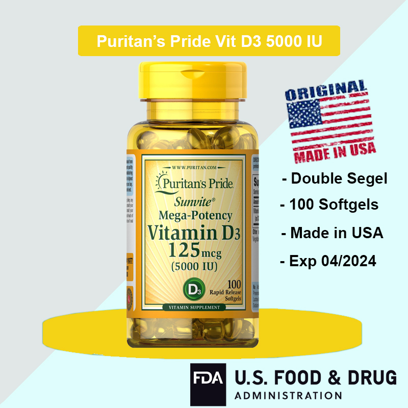 Vitamin D3 5000IU 10000IU Puritan Nutrilabs Made In USA Produk Original