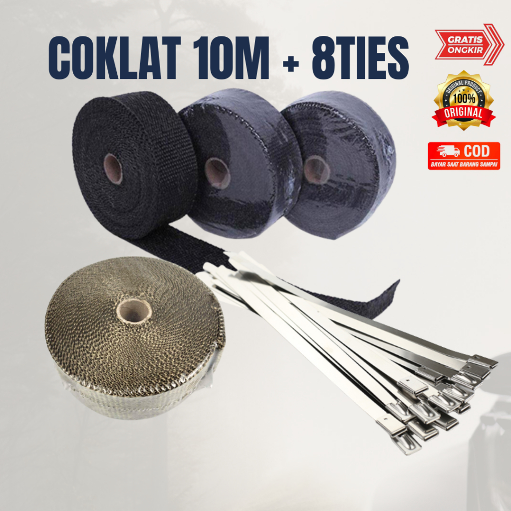 Paket Bungkus Knalpot  Wrapping Peredam Panas Knalpot Fiber Glass + Kabel Ties Stainles Anti Karat -