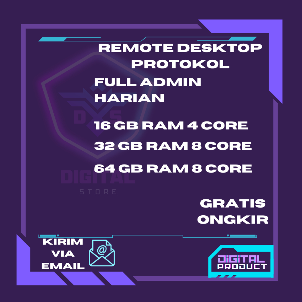 RDP/VPS WINDOWS UP TO 8 CORE 64 RAM HARIAN BERGARANSI