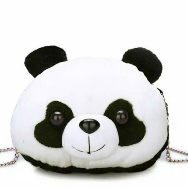 Tas Bulu Selempang Panda Wanita Tas Boneka Kepala Panda Anak Dewasa Murah