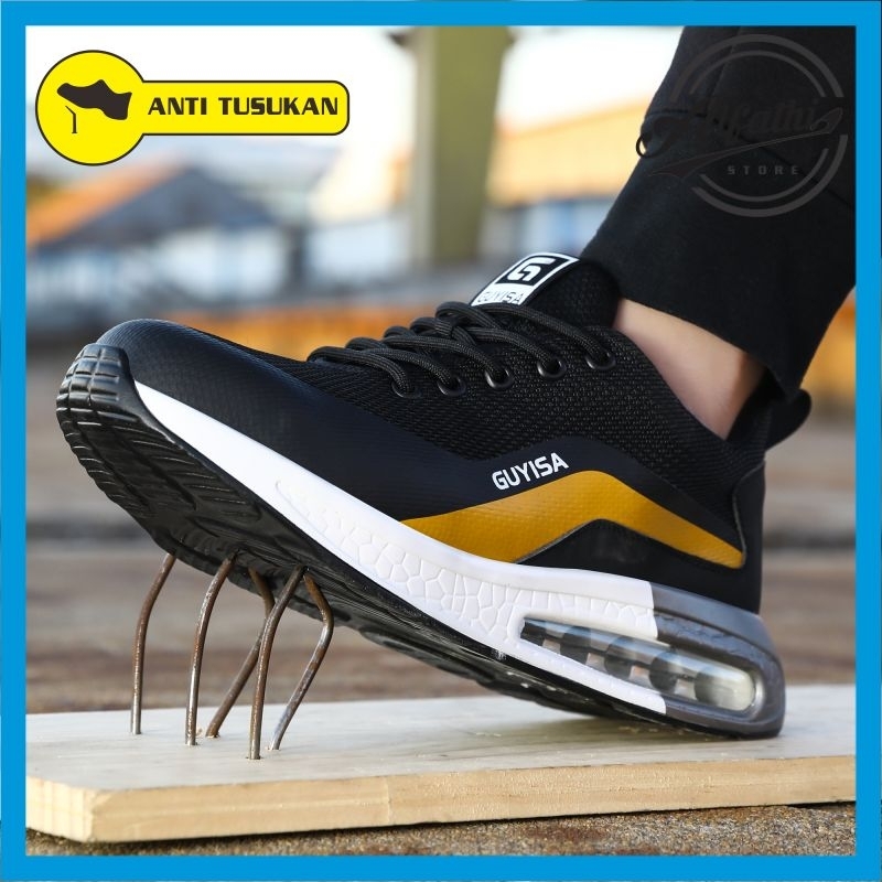 AlFathi Sepatu Safety Sneakers Sport Ori By Guyisa New Black Gold