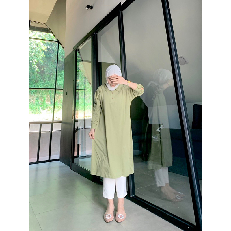 Hawa midi dress by hagia busui friendly &amp; wudhu friendly tunik bahan super adem dan nyaman