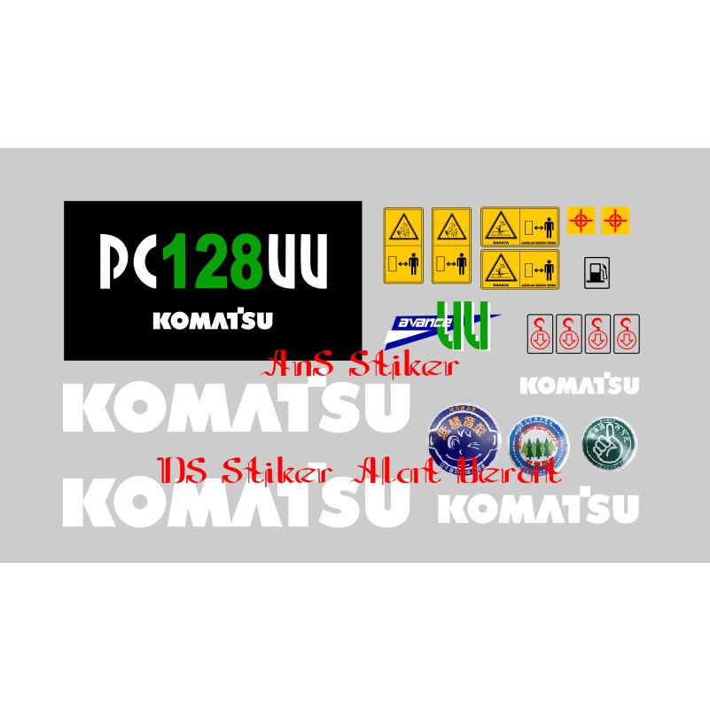 Stiker Excavator Komatsu PC 128UU Stiker Alat Berat