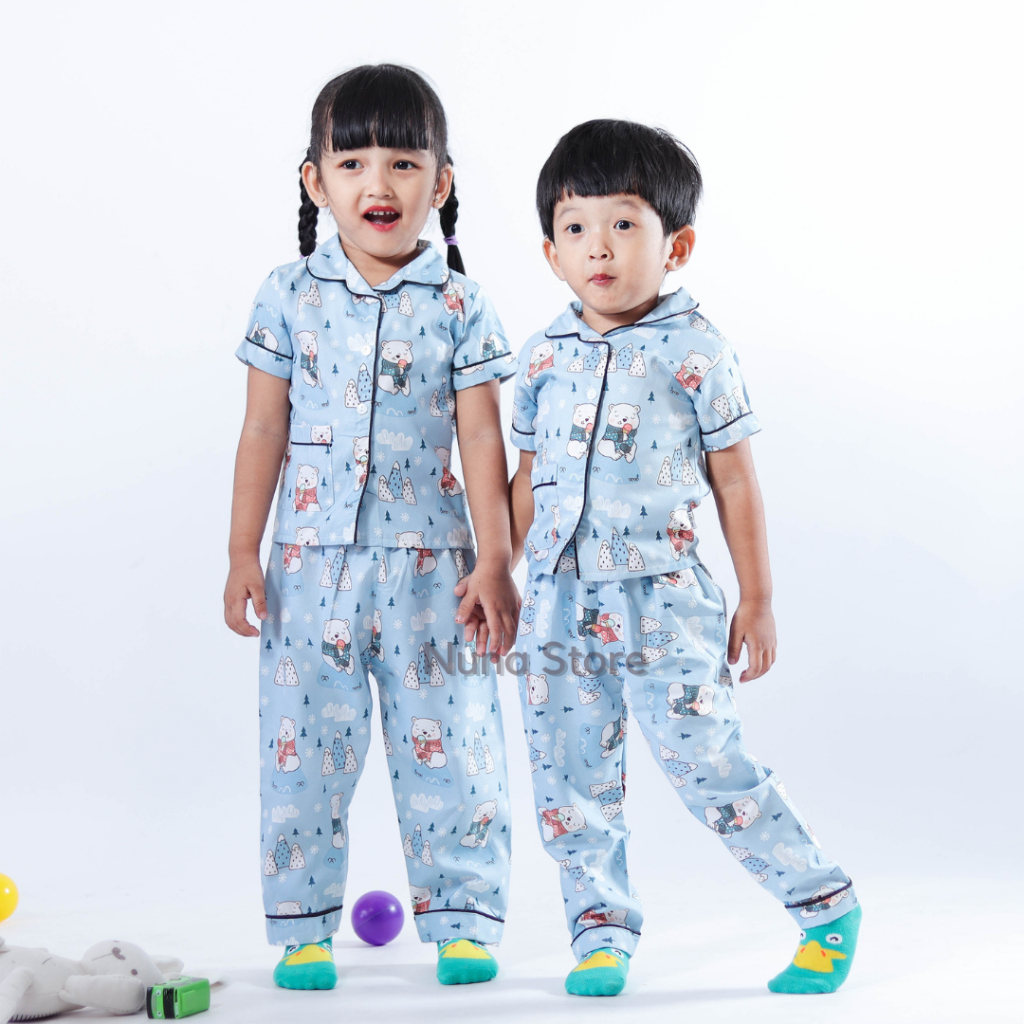 Nuna Store Setelan Piyama Motif Anak Bayi Setelan Baju Tidur Celana Laki-laki Perempuan Unisex Usia 6 bulan - 5 tahun