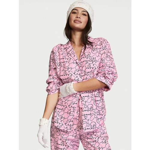 Victoria Secret Satin Long Pajamas Set ( pajamas top + pants)