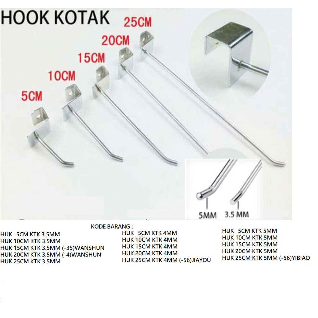 HUK/HOOK Cantolan Ram Kawat Besi Stainless isi 10pcs