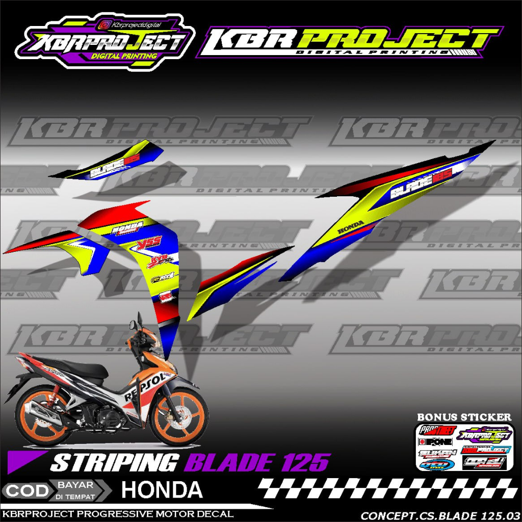 BLADE 125 STIKER MOTOR KEREN Stiker Striping Lis Variasi Stiker BLADE 125 Motor HONDA Desain Racing 