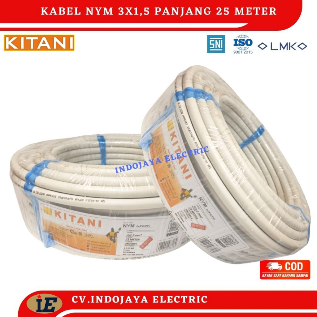 Kabel Listrik Kitani NYM 3x1,5 panjang 25 meter kabel listrik tembaga murni kabel instalasi listrik terbaik