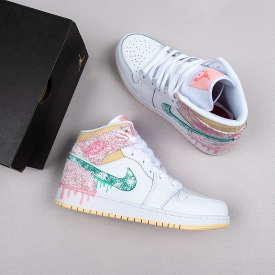 Air Jordan 1 Mid Paint Drip (GS) DD1666-100