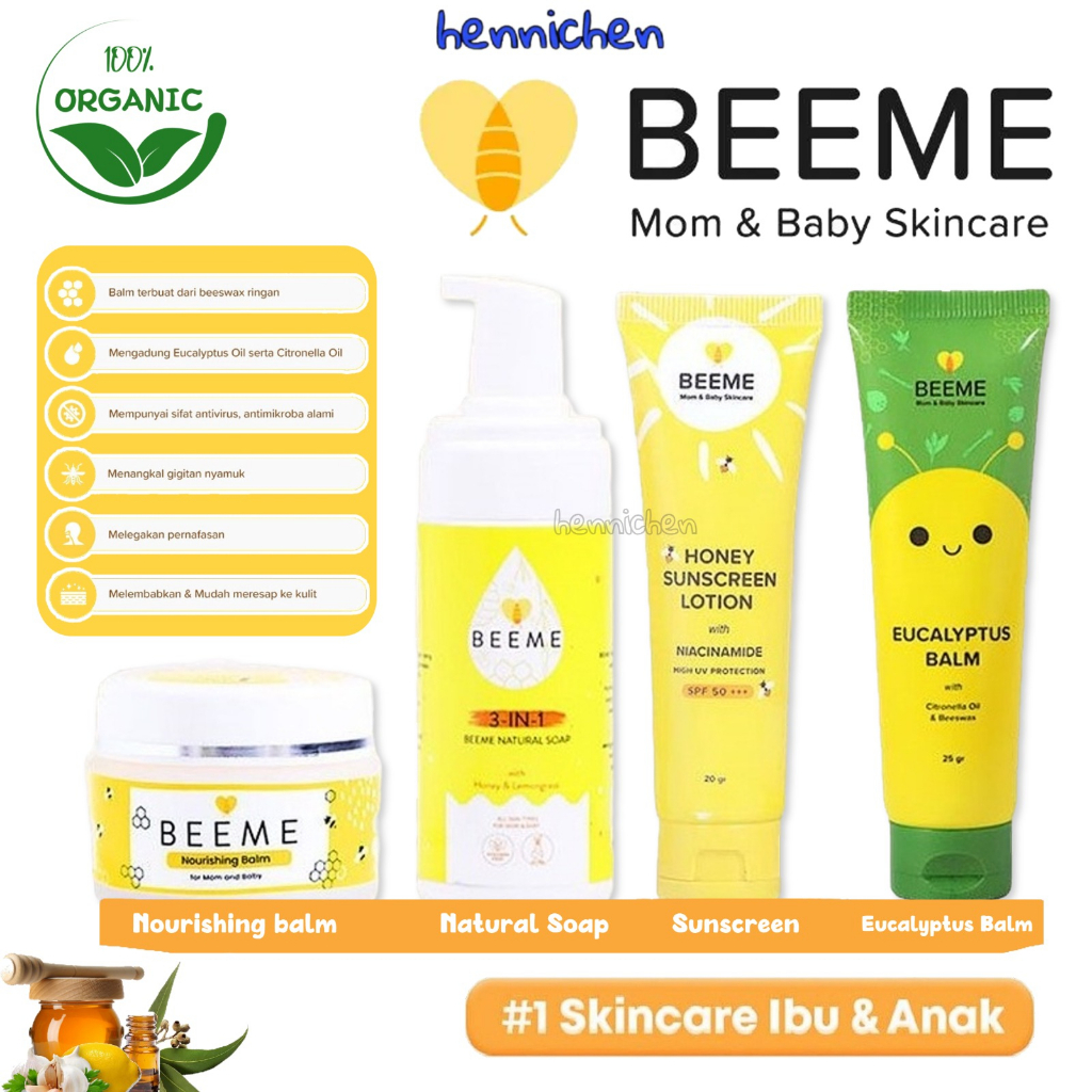 BEEME NOURSHING BALM PELEMBAB SERBA GUNA SKINCARE IBU DAN ANAK 15GR / BEEME EUCALYPTUS BALM WITH CITRONELA OIL &amp; BEESWAX MEREDAKAN BATUK PILEK