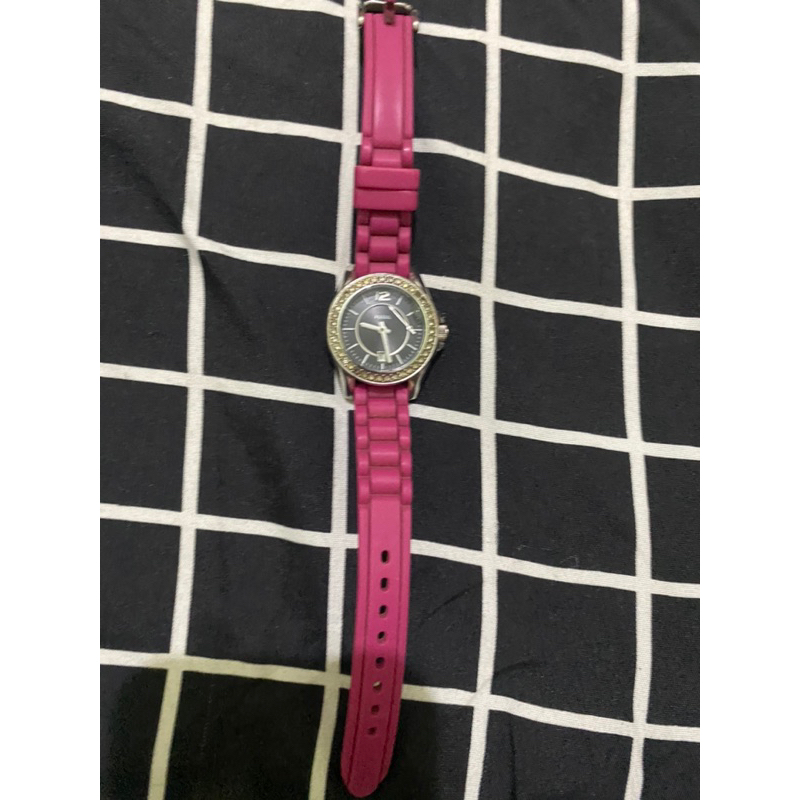 JAM FOSSIL PINK RUBBER ORI ( PRELOVED ) bisa NEGO