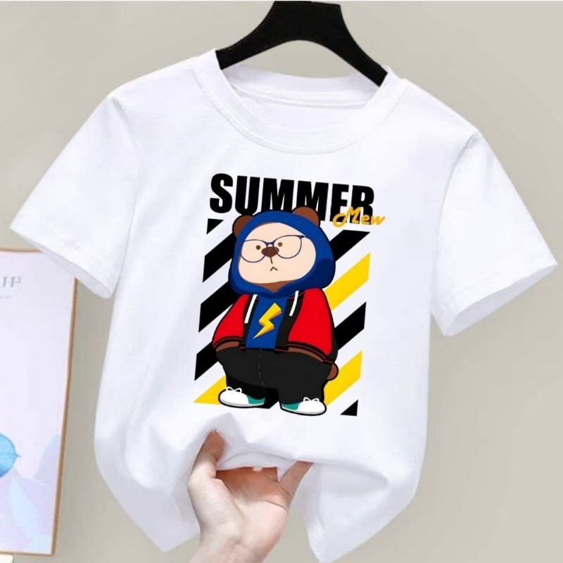 Dunia.Oblong-Kaos Anak Laki Laki Dan Perempuan Unisex Summer Baju Oblong Anak Kaos Distro Anak Laki Laki atasan Anak Cewek Usia 2-10 Tahun