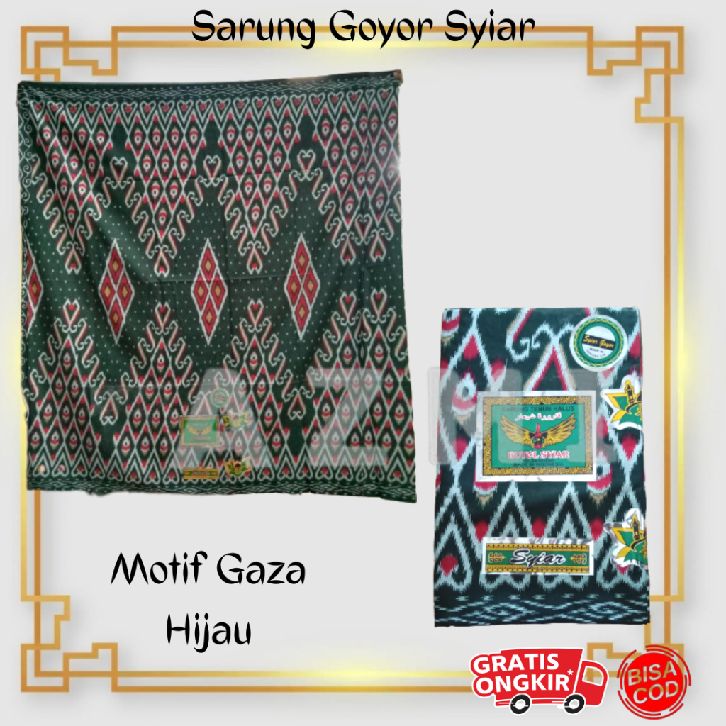 Terbaru Sarung Goyor Syiar Printing Sarung Goyor Botol Syiar Semi Tenun Motif Gaza Hijau