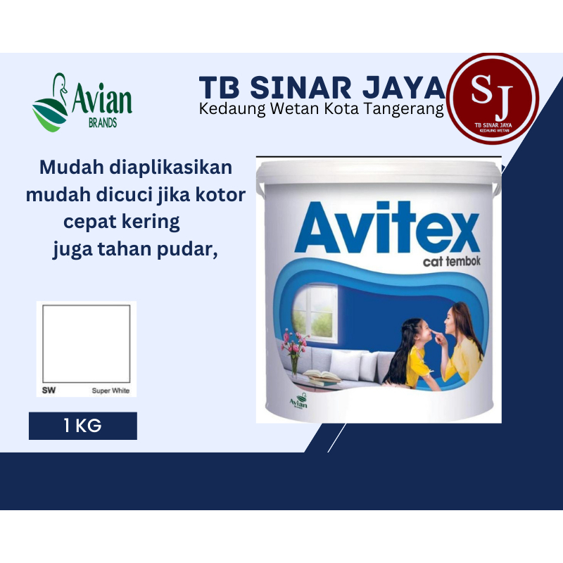 Cat AVITEX 1KG Cat Tembok dan Plafon - SW Super White