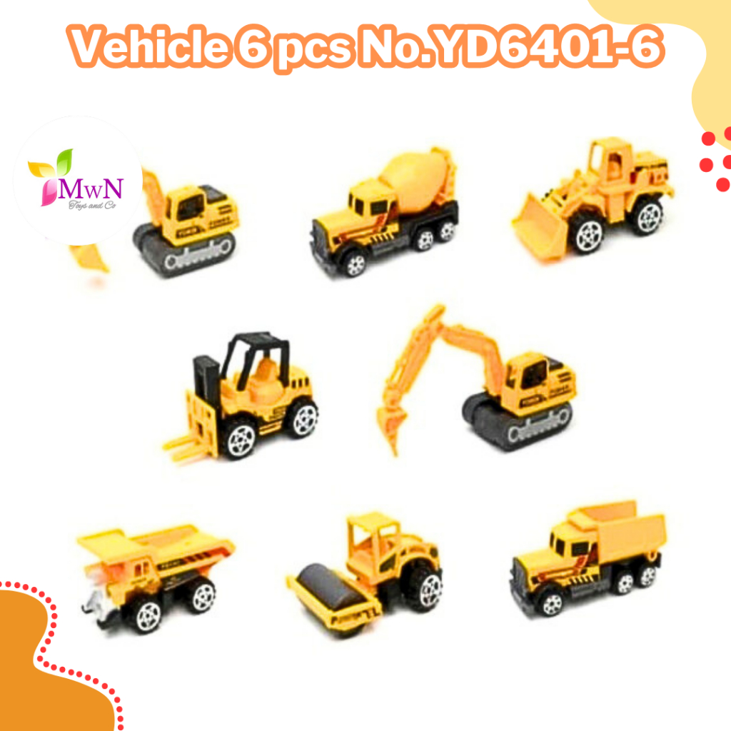 MWN.TOYS Mobil Die Cast Construction Engineering Vehicle 6 pcs No.YD6401-6