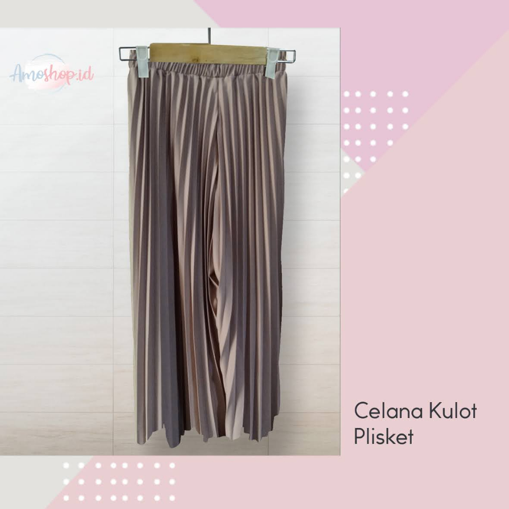 Celana Kulot Plisket Polos Panjang