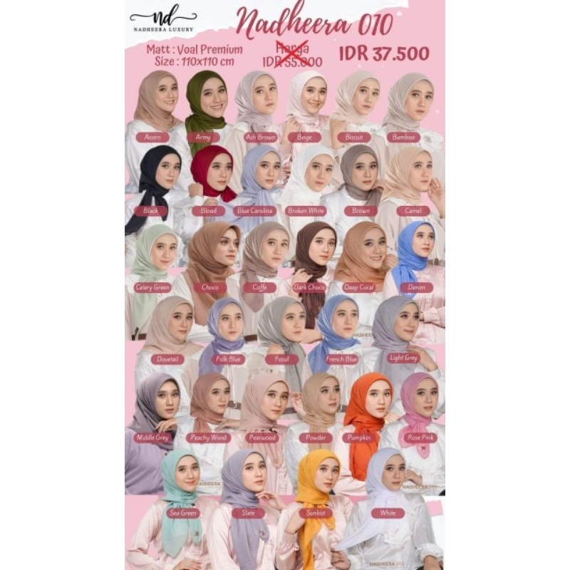 HIJAB VOAL SEGIEMPAT PREMIUM || NADHEERA LUXURY