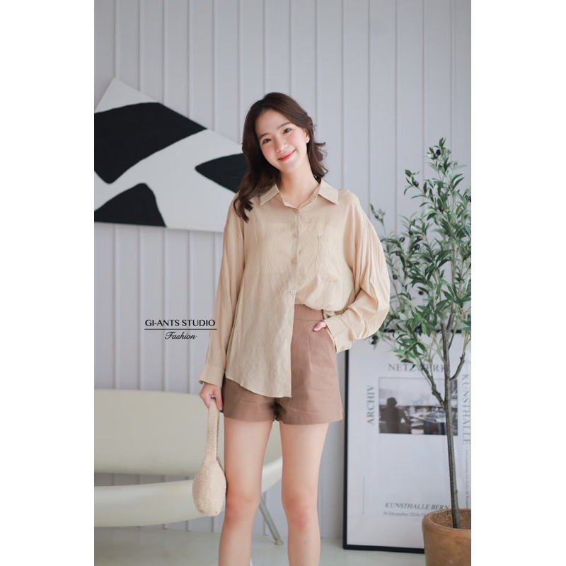 KEMEJA GIANTS BASIC LENGAN PANJANG BLOUSE KEMEJA IMPORT BANGKOK (BJFS162)