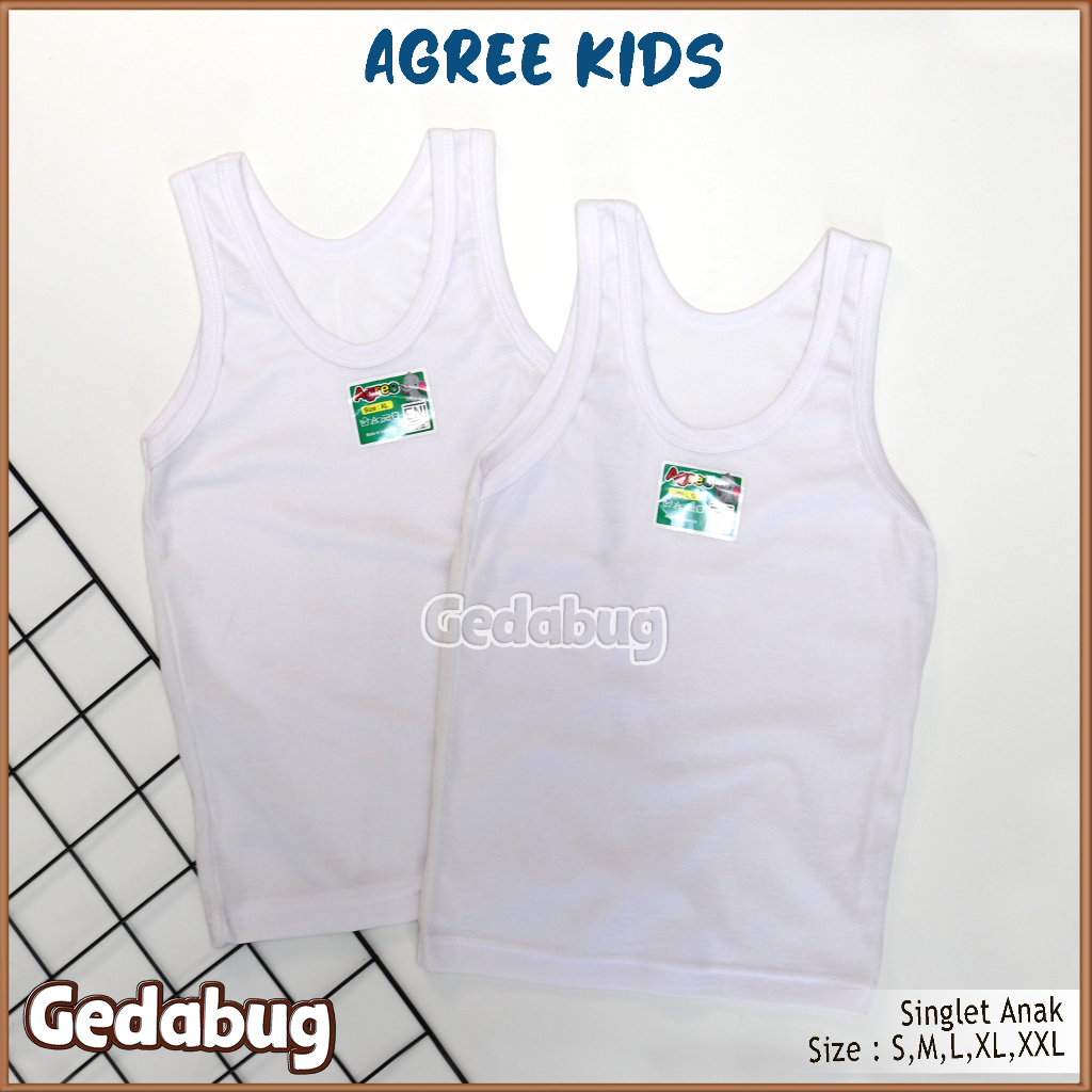 6 pcs Singlet kaos dalem Anak AGREE ST 02 Putih / Pakaian Dalam Anak 1-9 th Dasar Putih | Gedabug