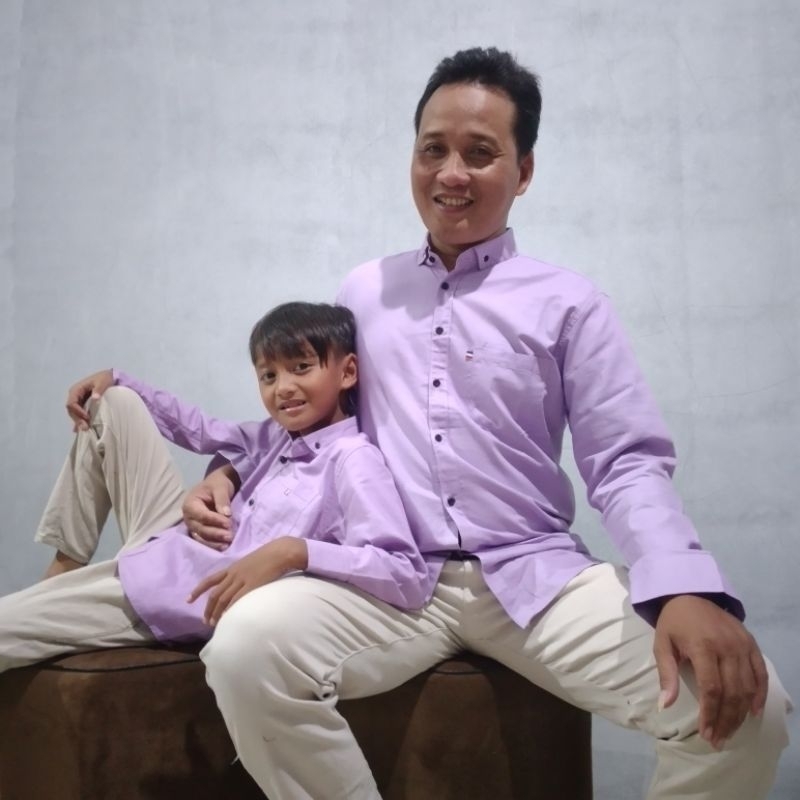 KEMEJA COUPLE AYAH &amp; ANAK WARNA LILAC KATUN SIGARET PREMIUM (HARGA SATUAN)