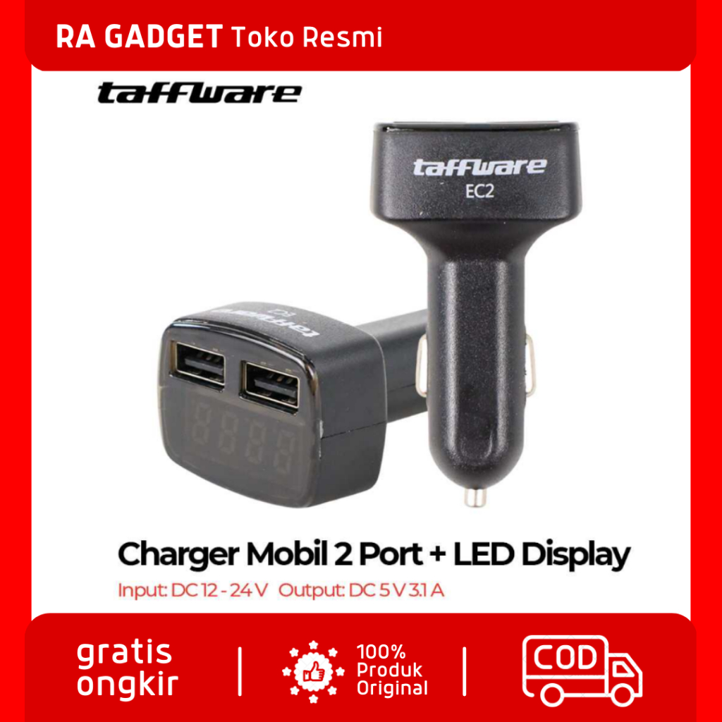 Car Charger 2 Dual USB LCD Display / Adaptor Adapter Kepala Cas Casan Chasan Dual Usb Car Carger Cha