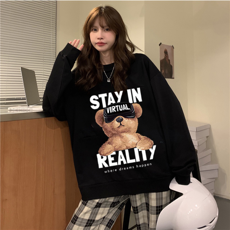 Sweater Cute Bear kaos oversize baju korean style wanita