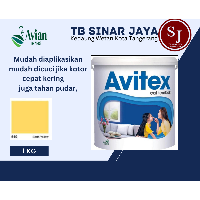 Cat AVITEX 1KG Cat Tembok dan Plafon - 610 Earth Yellow