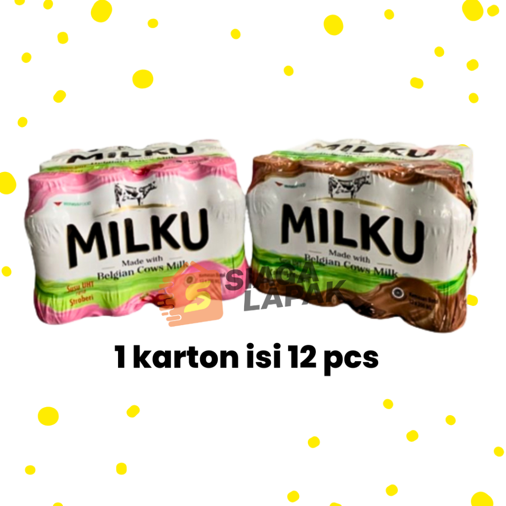 Milku Susu 1 DUS KARTON Coklat Stroberi botol 200ml