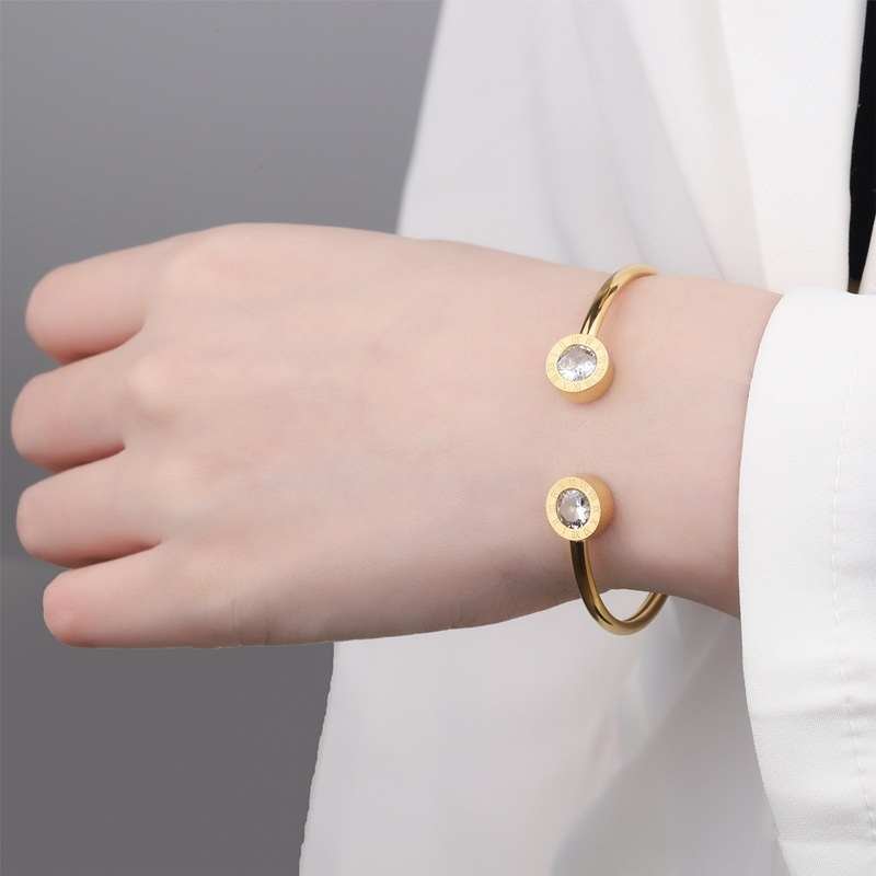 Gelang bangle clover simple titanium korea anti karat